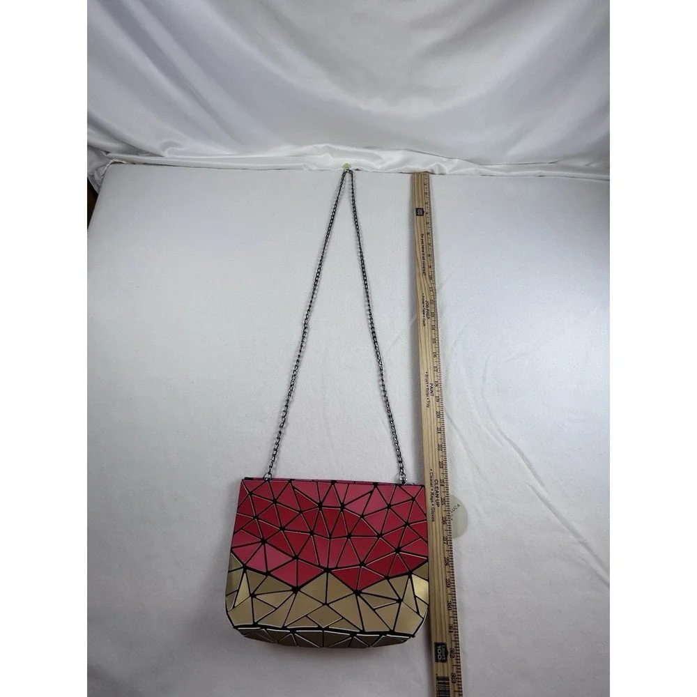 Patrizia Luca Women's Matte Red/Gold Triangle Geometric Purse Crossbody NWT